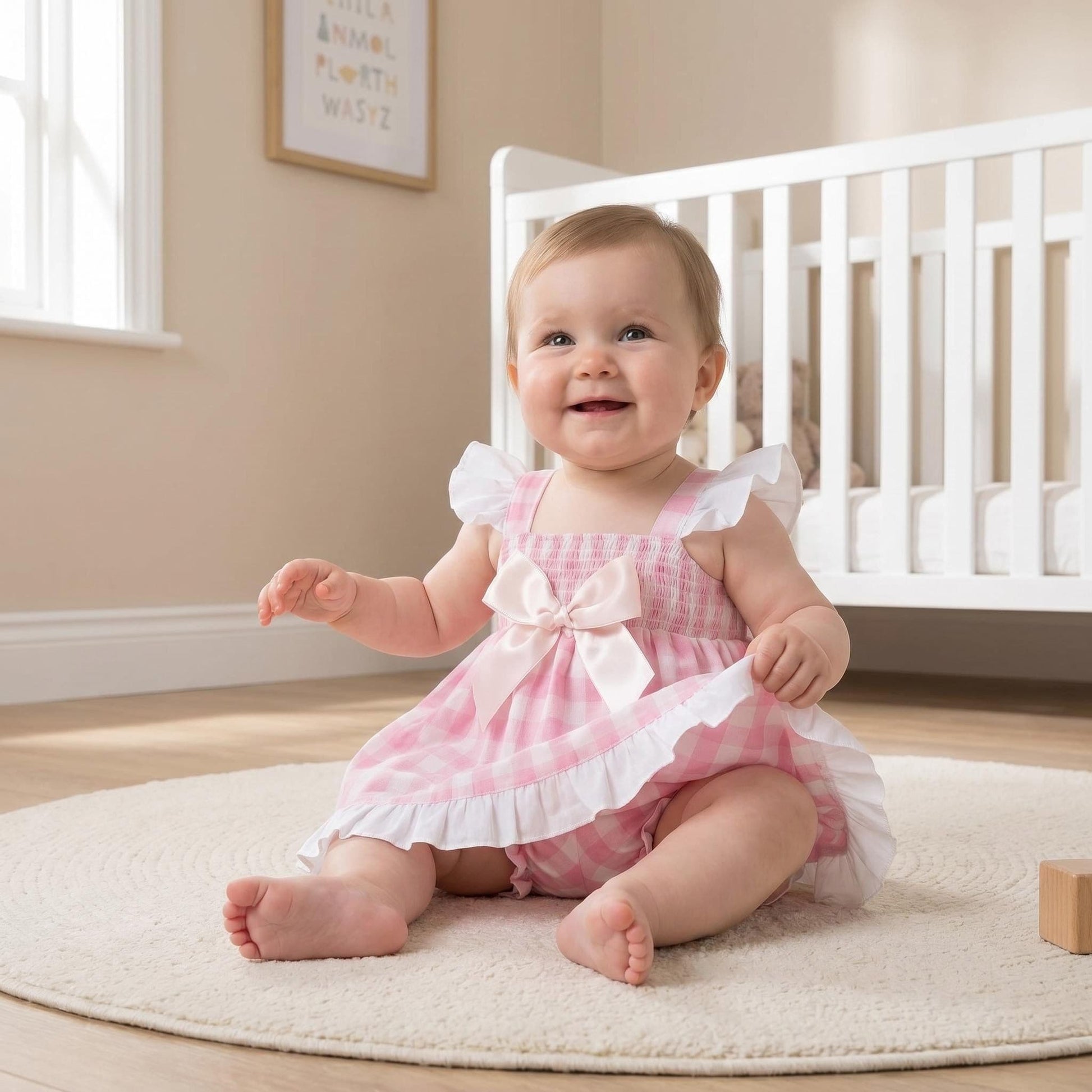 *SALE* Baby Girl Pink Smocked Sun Dress with Knickers "MYD2430P"