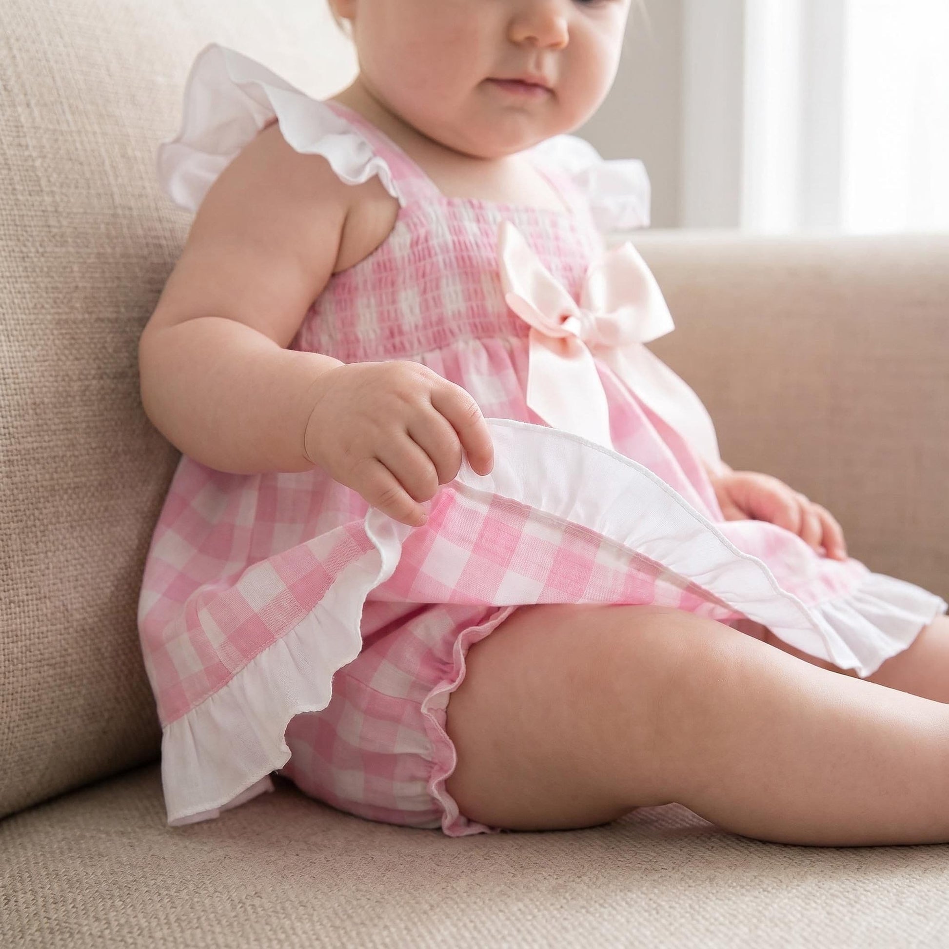 *SALE* Baby Girl Pink Smocked Sun Dress with Knickers "MYD2430P"