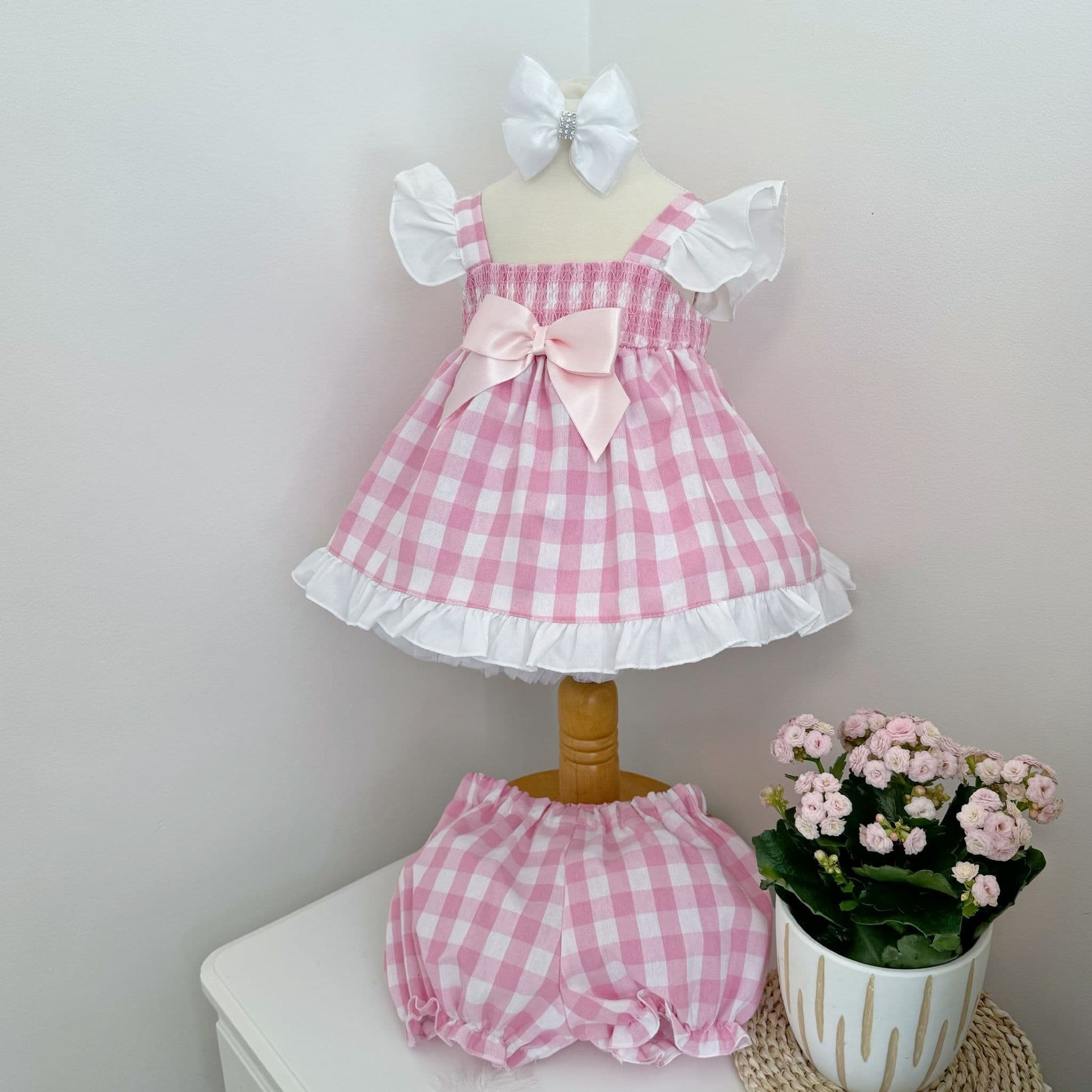 *SALE* Baby Girl Pink Smocked Sun Dress with Knickers "MYD2430P"