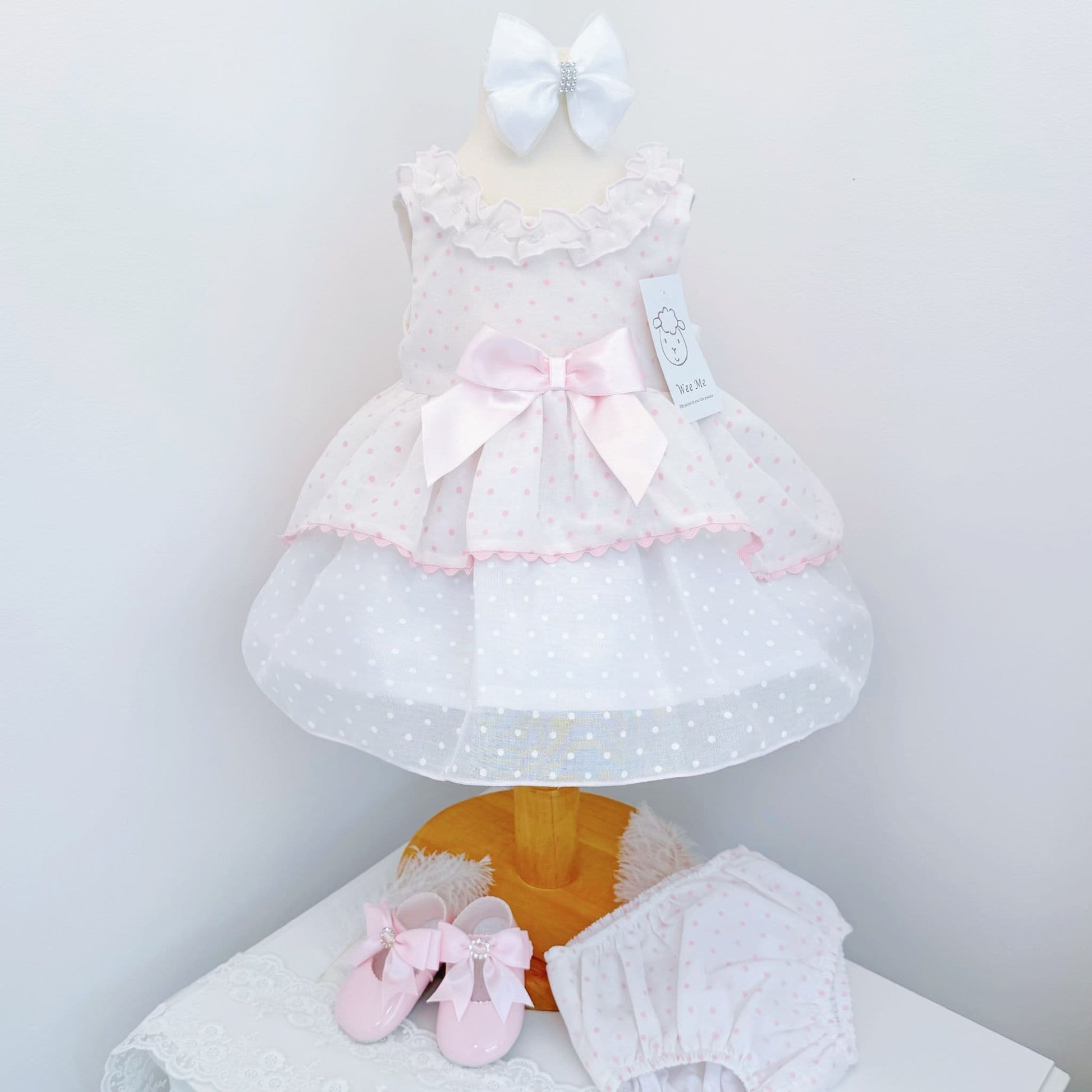 *SALE* Baby Girl Pink Spotty Sheer Puff Ball Dress with Pants "MYD2437P"