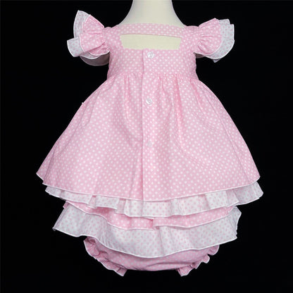 *SALE* Baby Girl Pink Spotty Sun Dress Frilly Shoulder Knicker Set "MYD303 Pink"