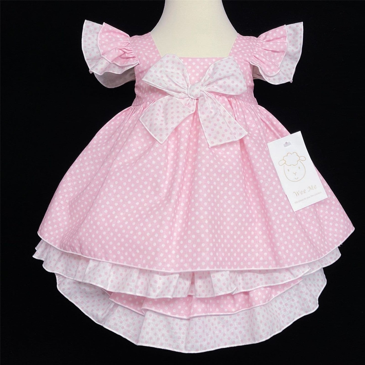 *SALE* Baby Girl Pink Spotty Sun Dress Frilly Shoulder Knicker Set "MYD303 Pink"