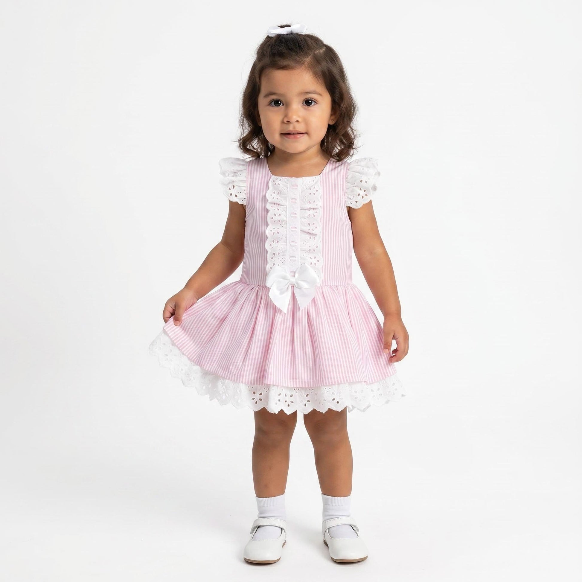 *SALE* Baby Girl Pink Stripe Drop Waist Puff Dress "2004 Pink"