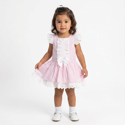*SALE* Baby Girl Pink Stripe Drop Waist Puff Dress "2004 Pink"
