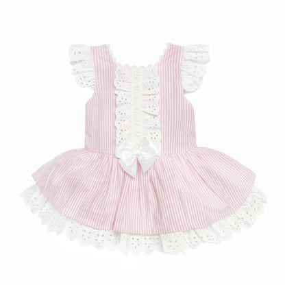*SALE* Baby Girl Pink Stripe Drop Waist Puff Dress "2004 Pink"