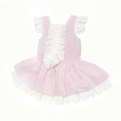 *SALE* Baby Girl Pink Stripe Drop Waist Puff Dress "2004 Pink"