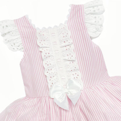 *SALE* Baby Girl Pink Stripe Drop Waist Puff Dress "2004 Pink"