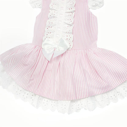*SALE* Baby Girl Pink Stripe Drop Waist Puff Dress "2004 Pink"
