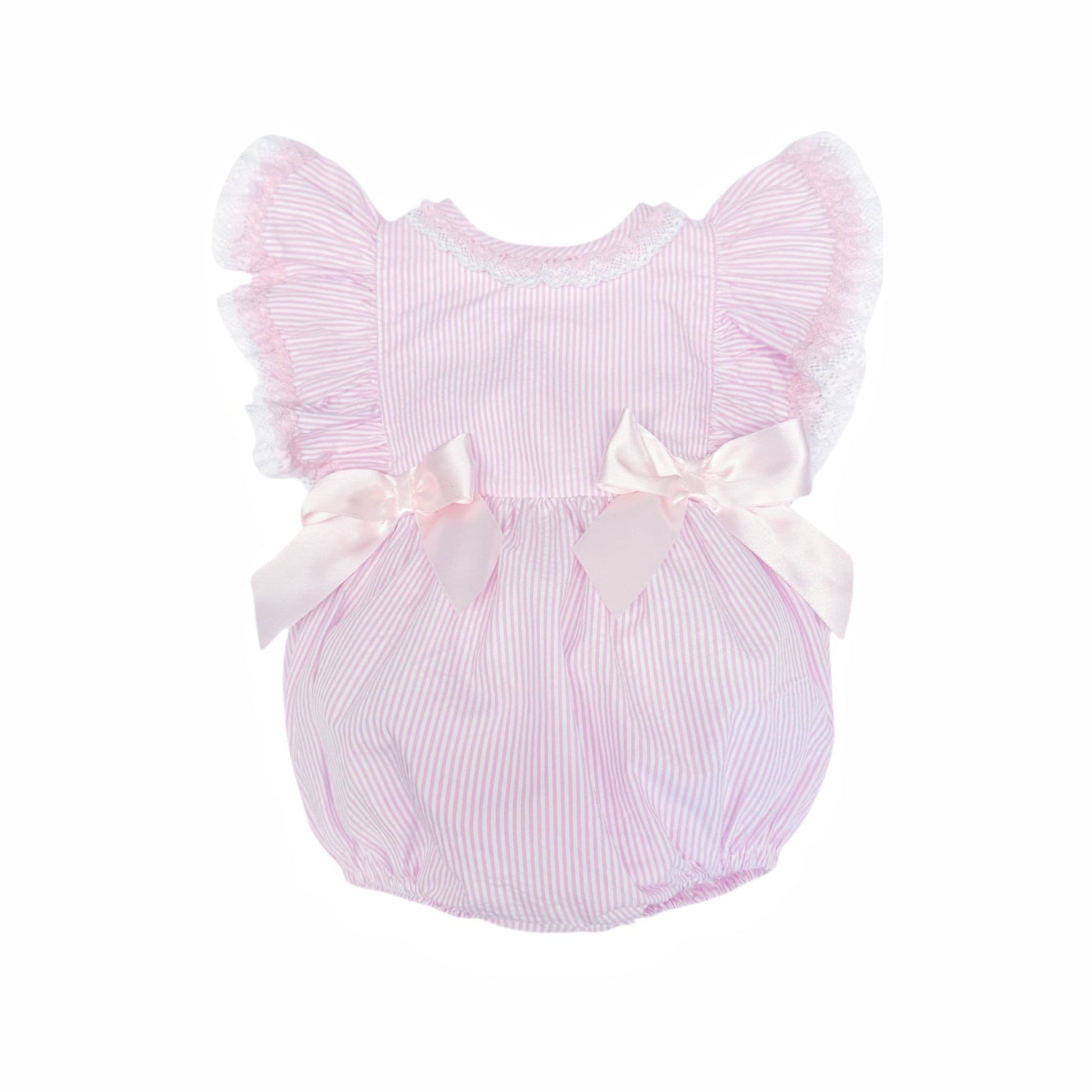 *SALE* Baby Girl Pink Stripe Frilly Shoulder Romper "MYD2472"
