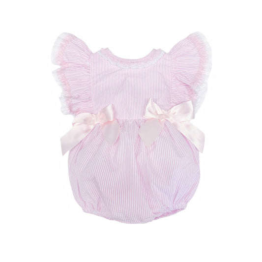 *SALE* Baby Girl Pink Stripe Frilly Shoulder Romper "MYD2472"