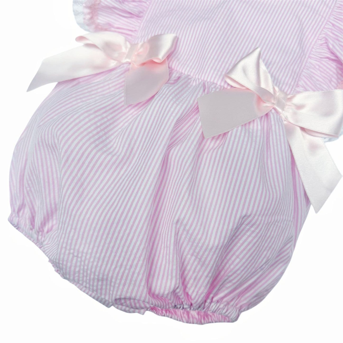 *SALE* Baby Girl Pink Stripe Frilly Shoulder Romper "MYD2472"