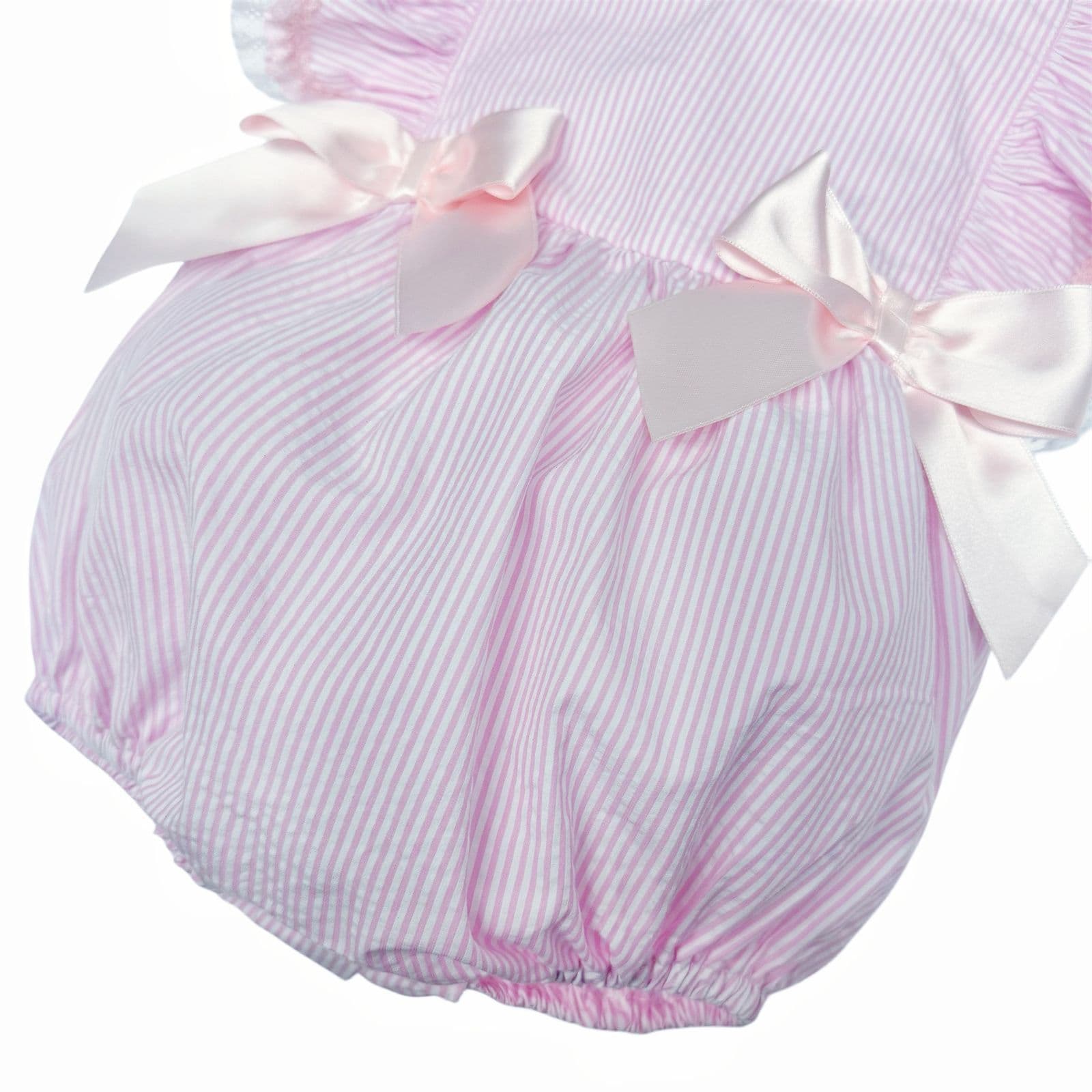 *SALE* Baby Girl Pink Stripe Frilly Shoulder Romper "MYD2472"