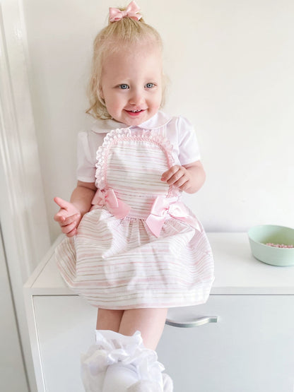 *SALE* Baby Girl Pink Stripe Pinafore Dress with bodysuit "MYD2346P"