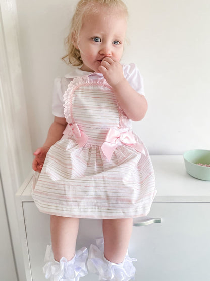 *SALE* Baby Girl Pink Stripe Pinafore Dress with bodysuit "MYD2346P"