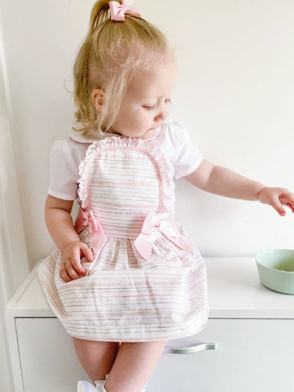 *SALE* Baby Girl Pink Stripe Pinafore Dress with bodysuit "MYD2346P"