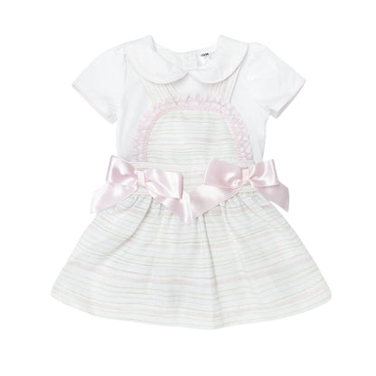 *SALE* Baby Girl Pink Stripe Pinafore Dress with bodysuit "MYD2346P"
