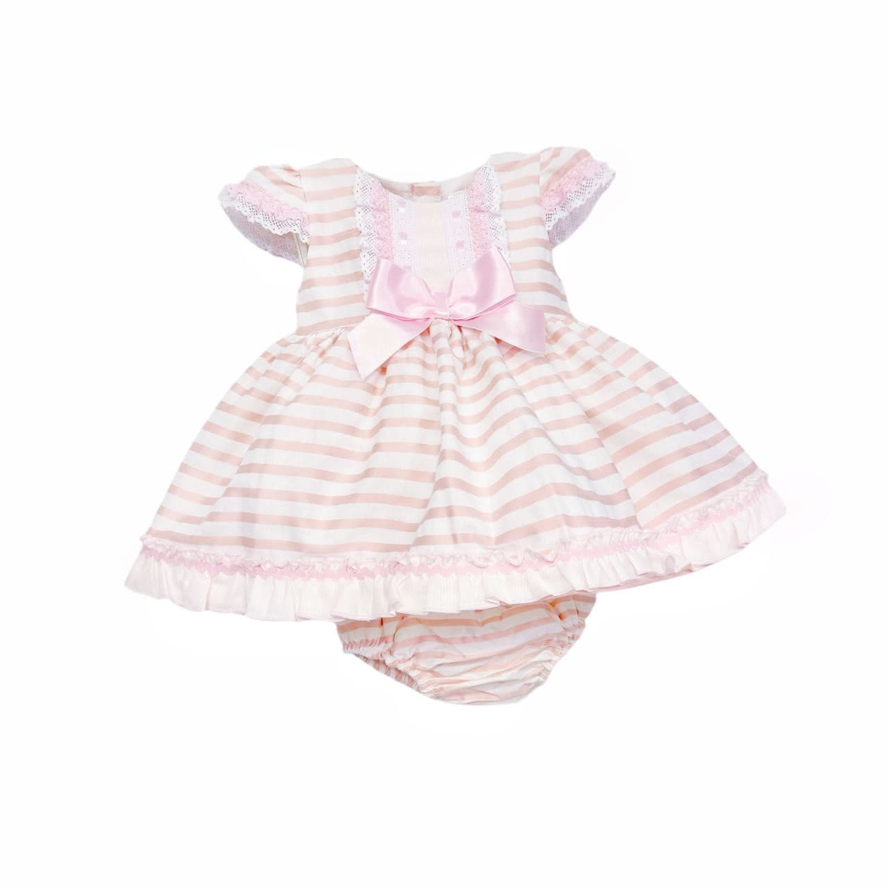 *SALE* Baby Girl Pink Stripe Puff Ball Dress with Pants "MYD8803"