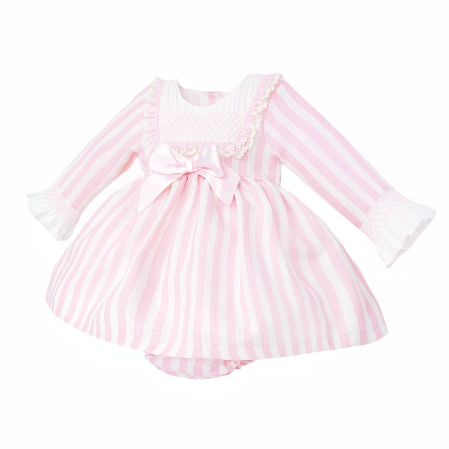 *SALE* Baby Girl Pink Stripe Smocked Front Dress with Pants "MYDC2460"