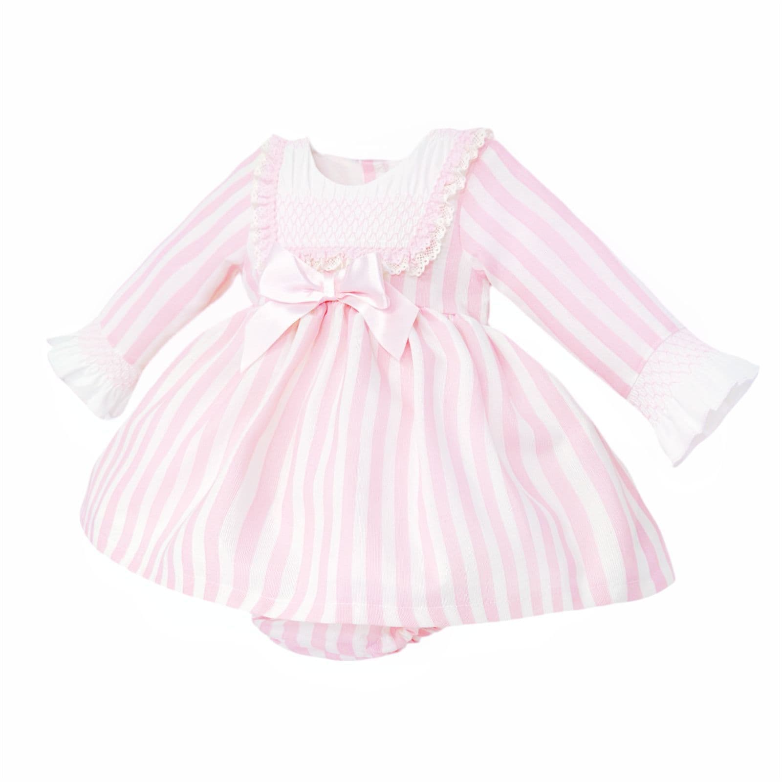 *SALE* Baby Girl Pink Stripe Smocked Front Dress with Pants "MYDC2460"