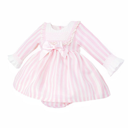 *SALE* Baby Girl Pink Stripe Smocked Front Dress with Pants "MYDC2460"
