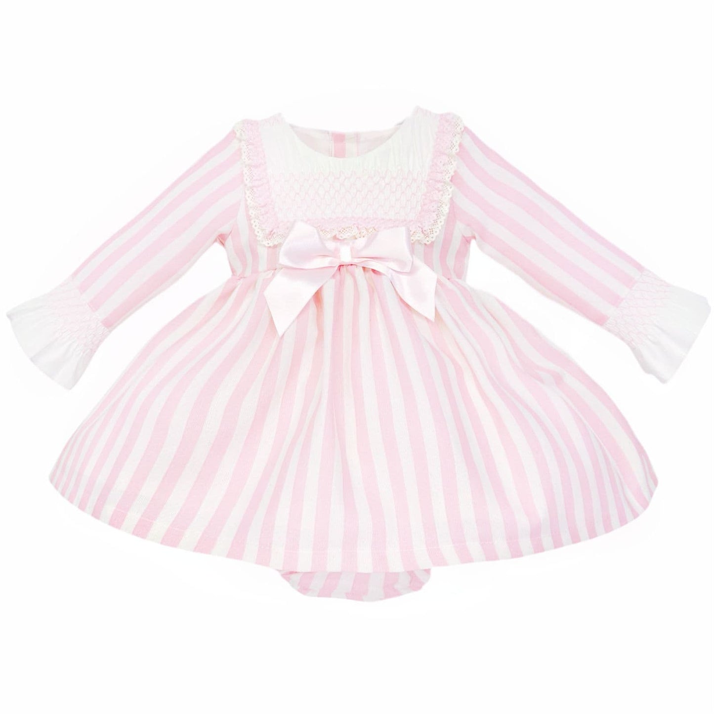 *SALE* Baby Girl Pink Stripe Smocked Front Dress with Pants "MYDC2460"