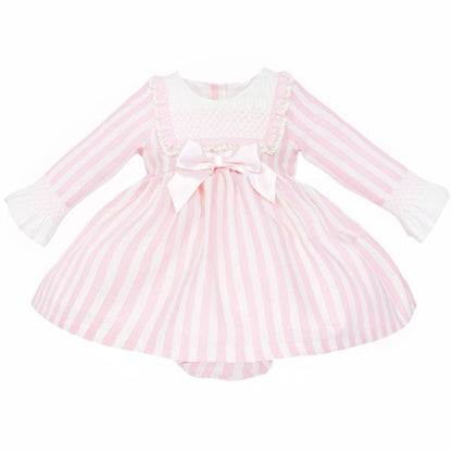 *SALE* Baby Girl Pink Stripe Smocked Front Dress with Pants "MYDC2460"