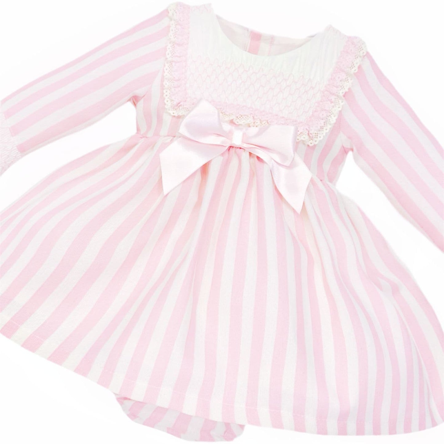 *SALE* Baby Girl Pink Stripe Smocked Front Dress with Pants "MYDC2460"