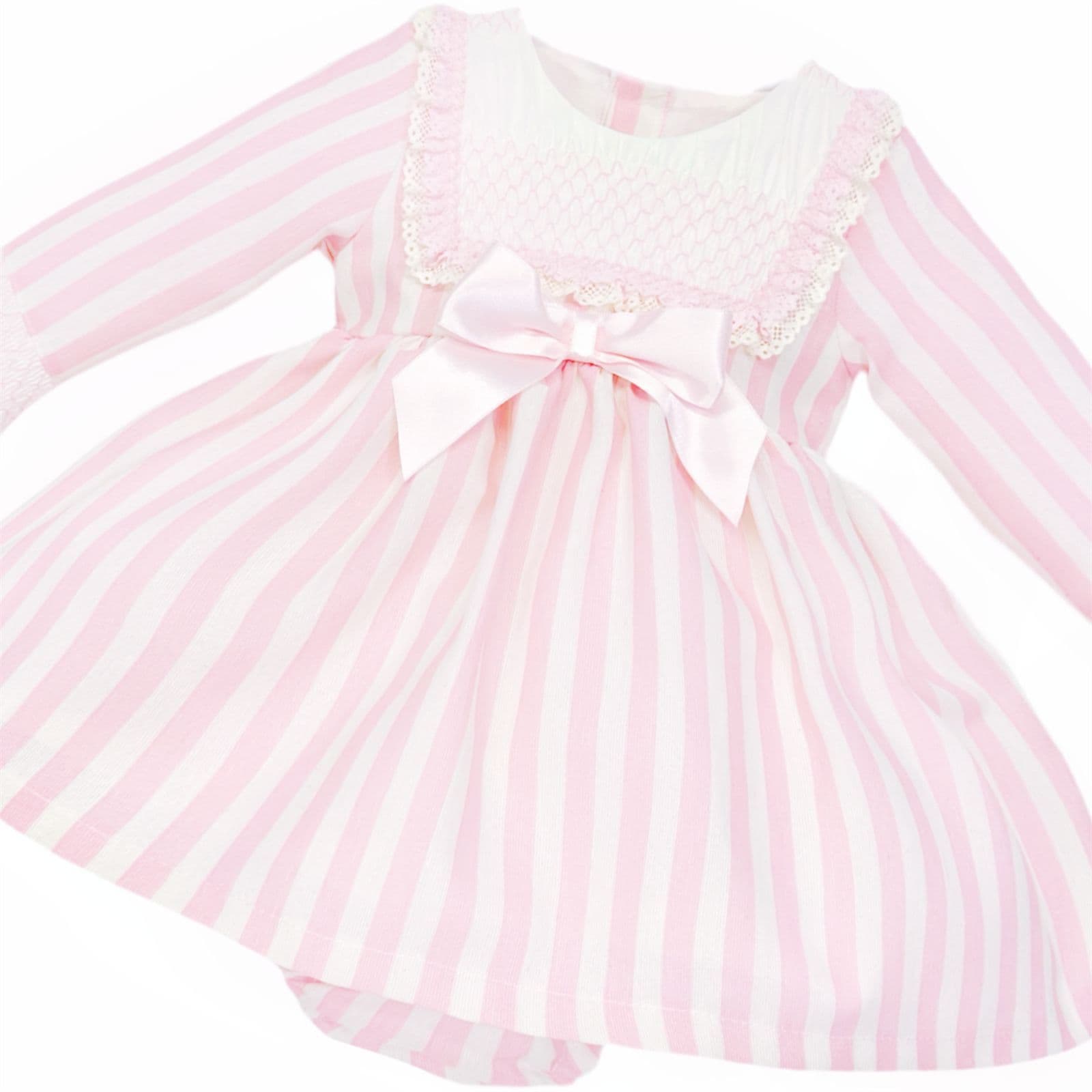 *SALE* Baby Girl Pink Stripe Smocked Front Dress with Pants "MYDC2460"