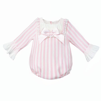 *SALE* Baby Girl Pink Stripe Smocked Romper "MYDC2459"