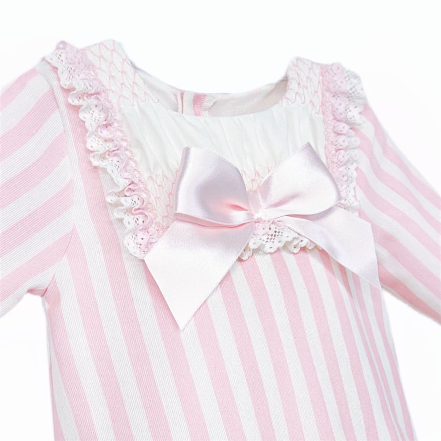 *SALE* Baby Girl Pink Stripe Smocked Romper "MYDC2459"