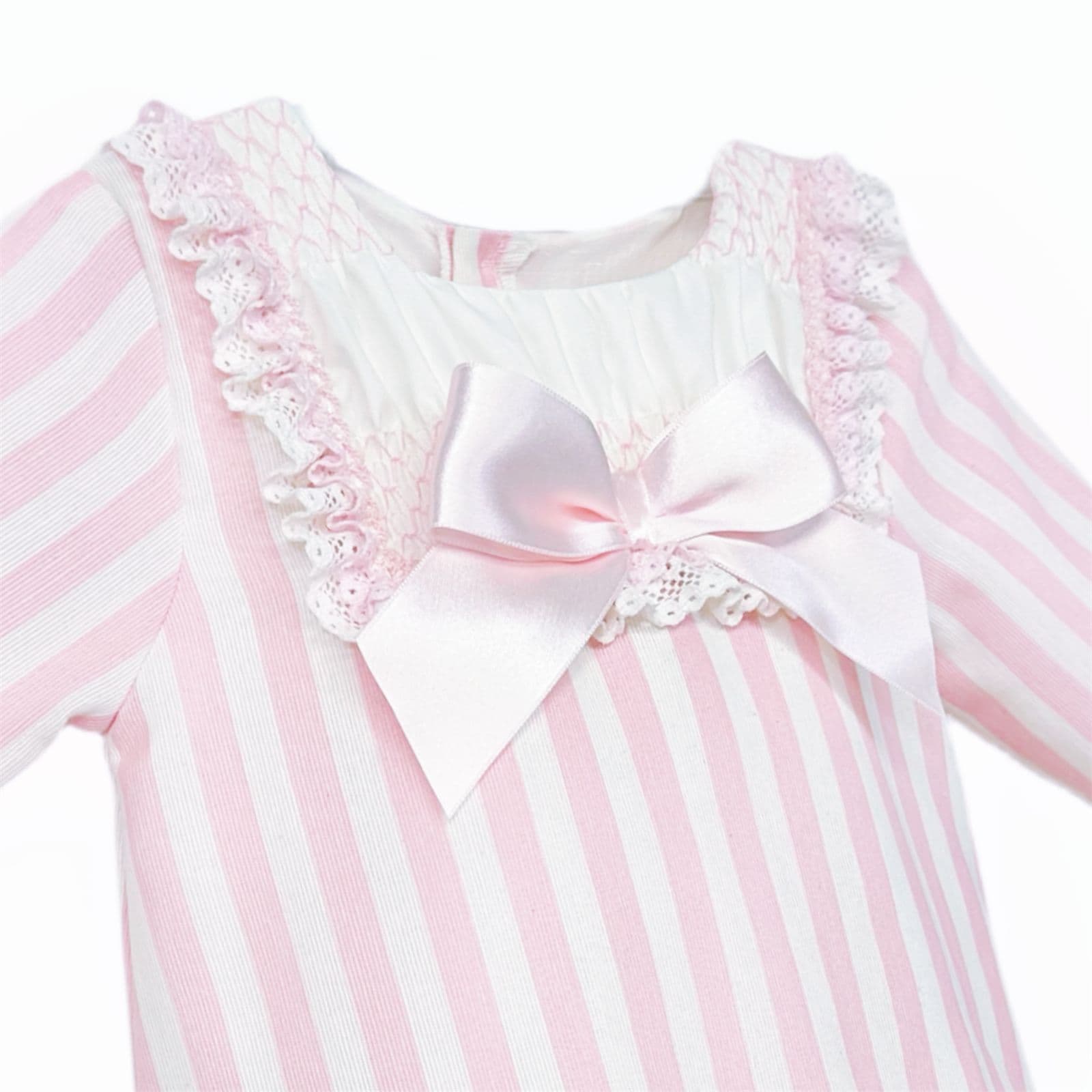 *SALE* Baby Girl Pink Stripe Smocked Romper "MYDC2459"