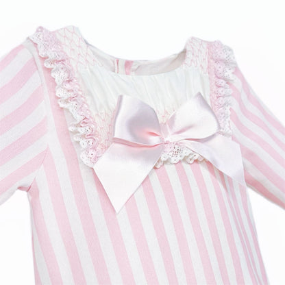 *SALE* Baby Girl Pink Stripe Smocked Romper "MYDC2459"