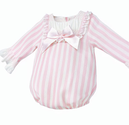 *SALE* Baby Girl Pink Stripe Smocked Romper "MYDC2459"