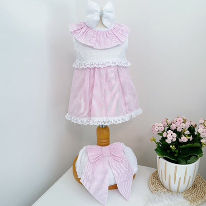 *SALE* Baby Girl Pink Stripe Summer Dress with Pants "MYD2463P"
