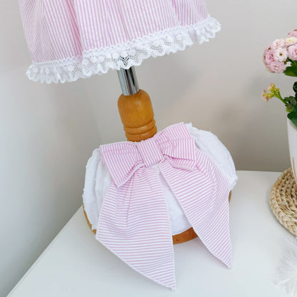 *SALE* Baby Girl Pink Stripe Summer Dress with Pants "MYD2463P"