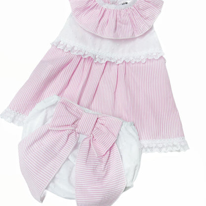 *SALE* Baby Girl Pink Stripe Summer Dress with Pants "MYD2463P"