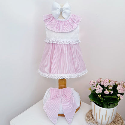 *SALE* Baby Girl Pink Stripe Summer Dress with Pants "MYD2463P"