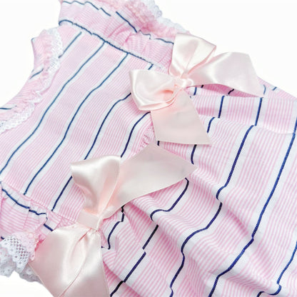 *SALE* Baby Girl Pink Stripes Frilly Shoulder Romper "MYD2470"