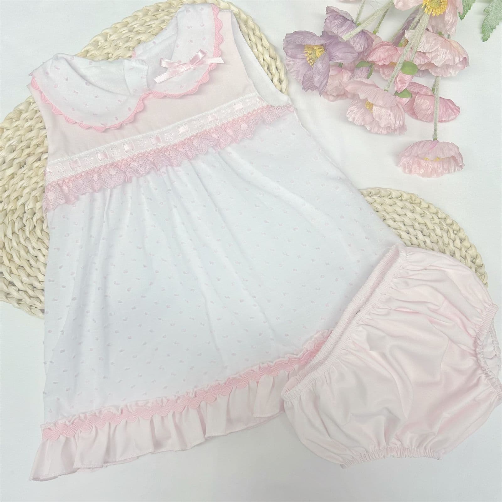 *SALE* Baby Girl Pink Swiss Dot Dress with Pants "MYD2434P"