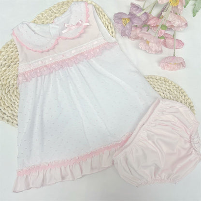 *SALE* Baby Girl Pink Swiss Dot Dress with Pants "MYD2434P"