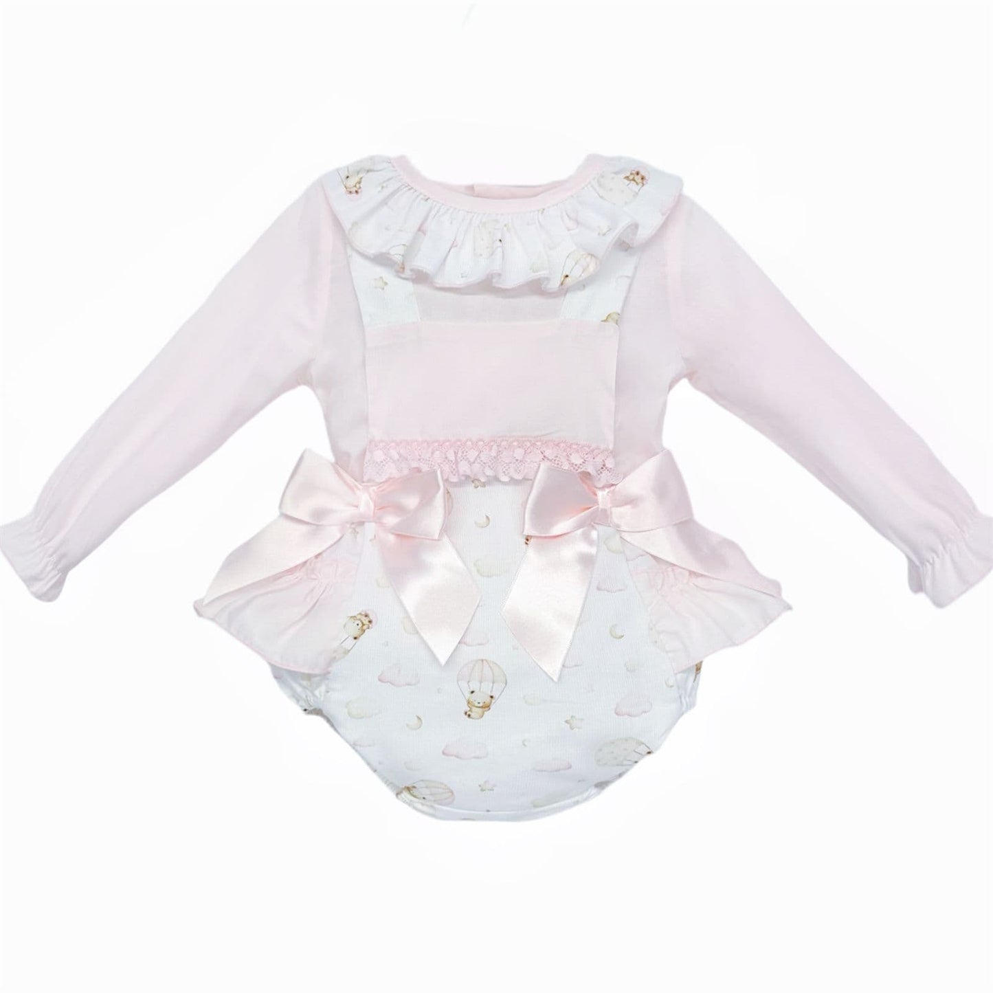 *SALE* Baby Girl Pink Teddy Frilly Bottom Romper with Shirt "MYD25202"