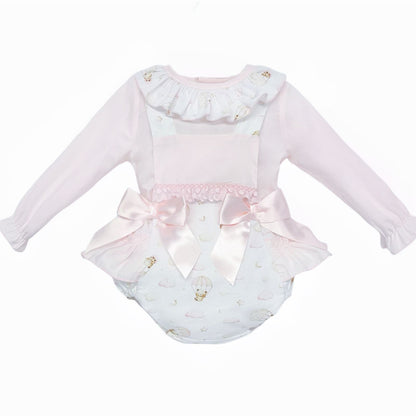 *SALE* Baby Girl Pink Teddy Frilly Bottom Romper with Shirt "MYD25202"