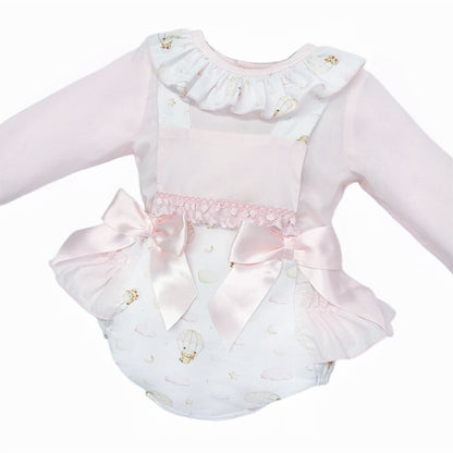 *SALE* Baby Girl Pink Teddy Frilly Bottom Romper with Shirt "MYD25202"