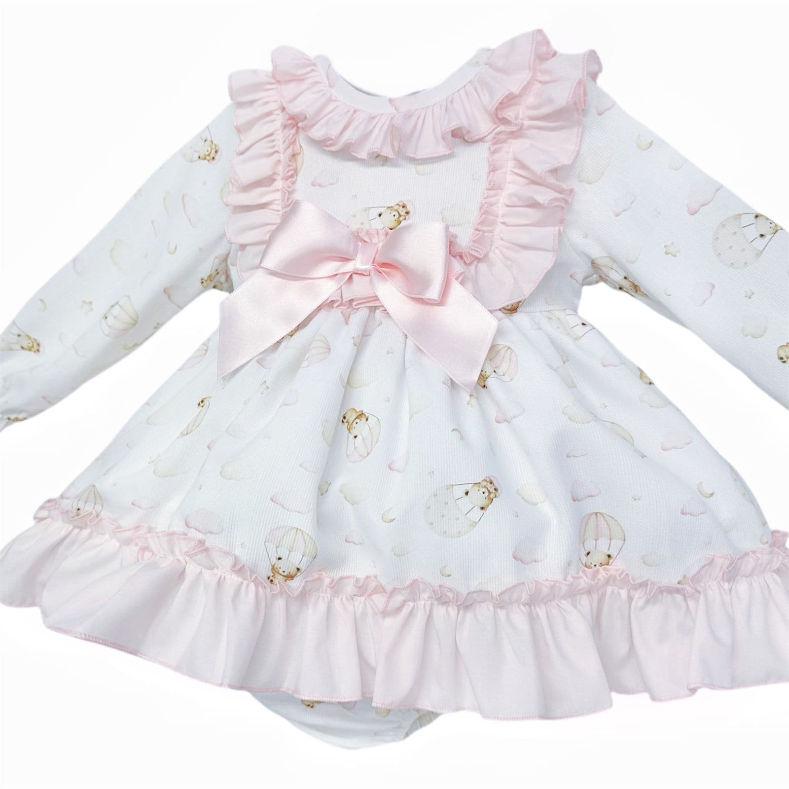 *SALE* Baby Girl Pink Teddy Print Puff Ball Dress "MYD25201"