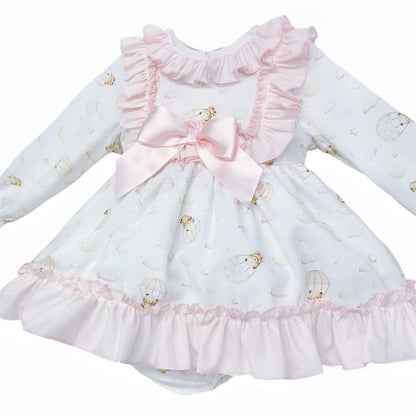 *SALE* Baby Girl Pink Teddy Print Puff Ball Dress "MYD25201"