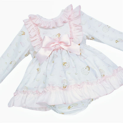 *SALE* Baby Girl Pink Teddy Print Puff Ball Dress "MYD25201"