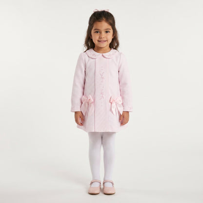 *SALE* Baby Girl Pink Waffle Dress Embroidery and Satin Bows "2531"
