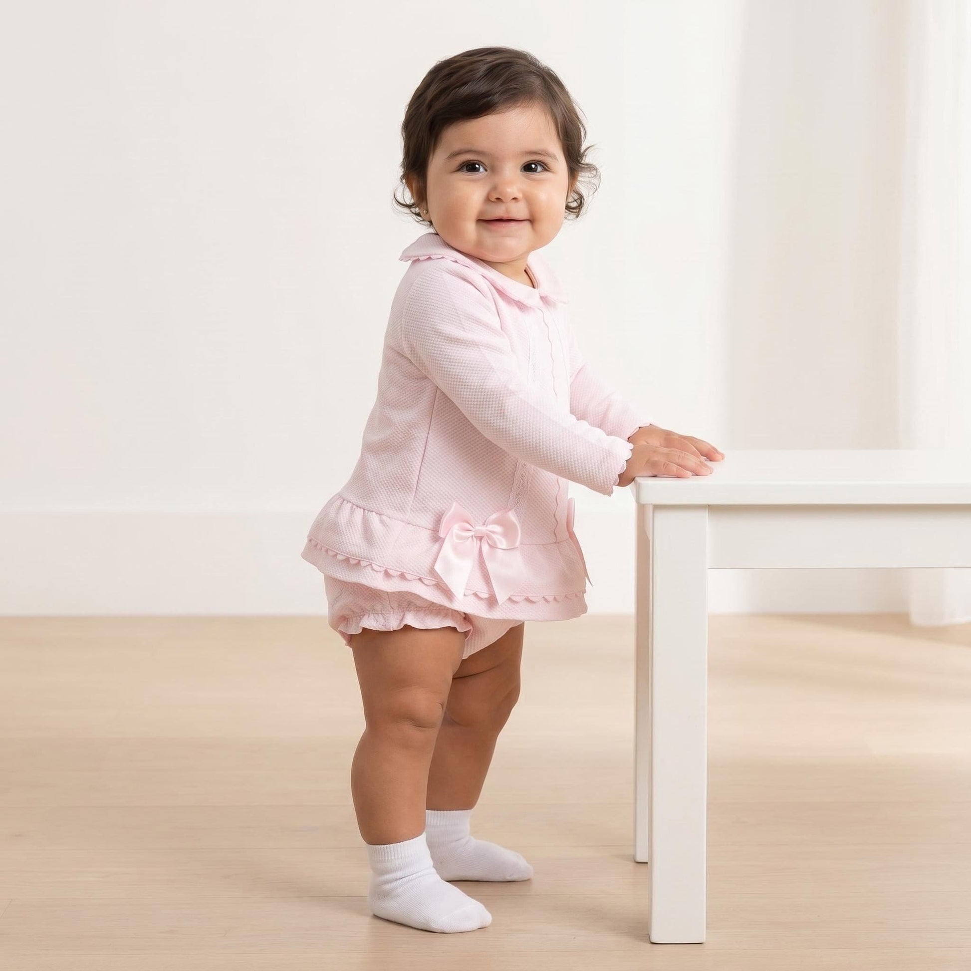 *SALE* Baby Girl Pink Waffle Dress with Knickerse "2534"