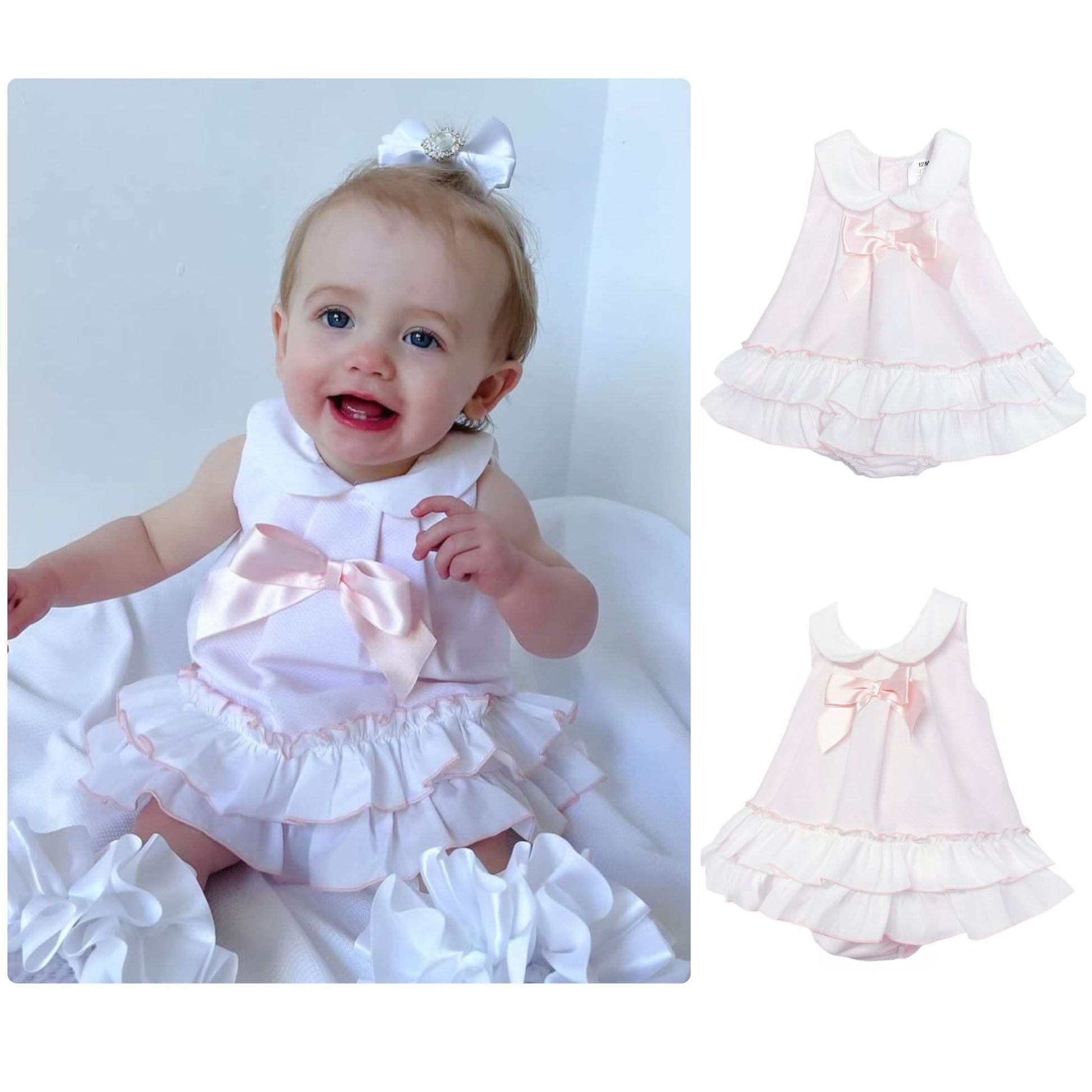 *SALE* Baby Girl Pink Waffle Frilly Dress with Pants "MYD2442P"