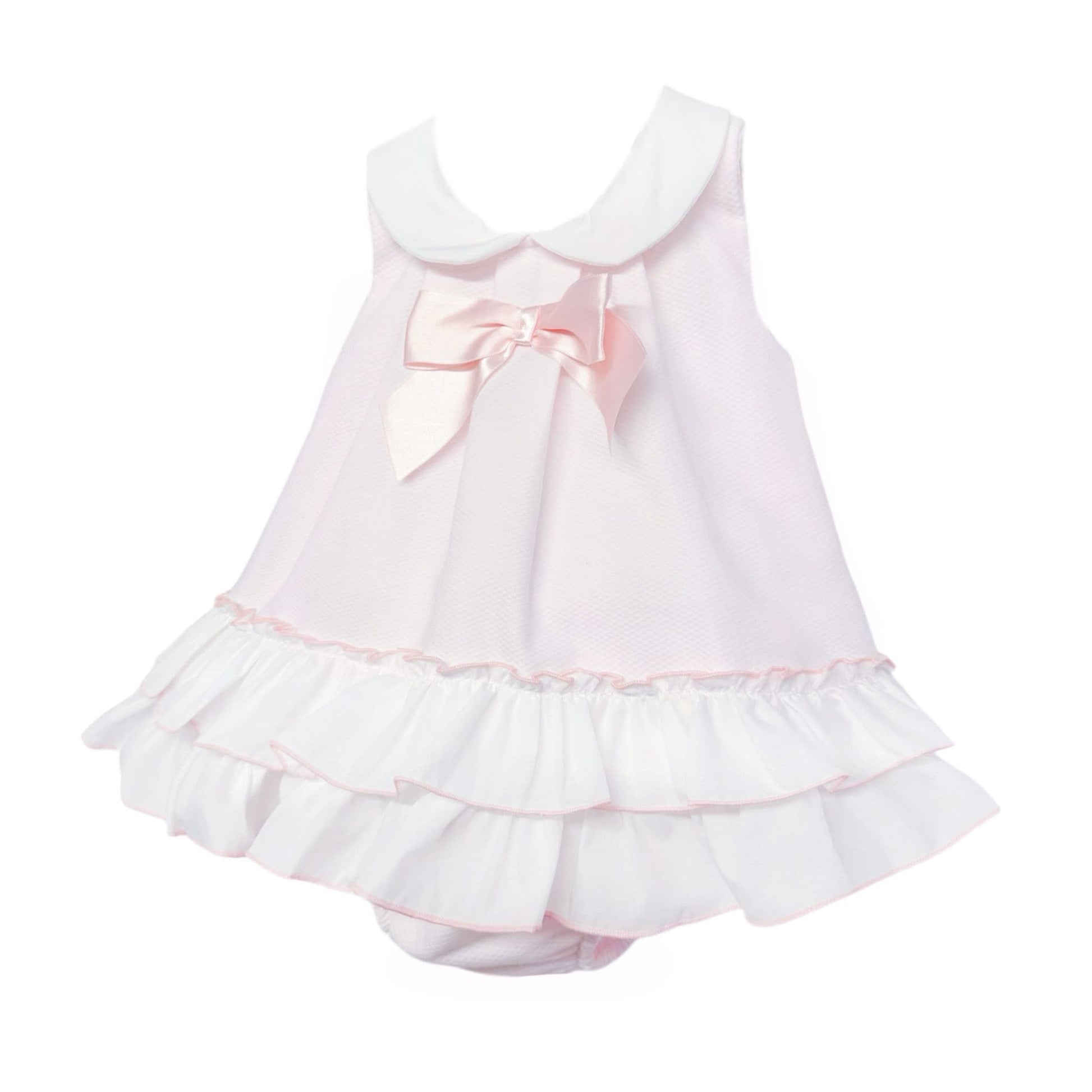 *SALE* Baby Girl Pink Waffle Frilly Dress with Pants "MYD2442P"